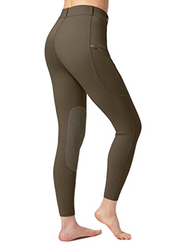 SANTINY Women's Zipper Pocket Riding Breeches in Brown
