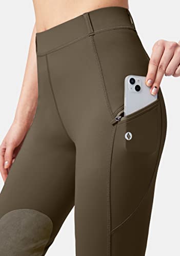 SANTINY Women's Zipper Pocket Riding Breeches in Brown