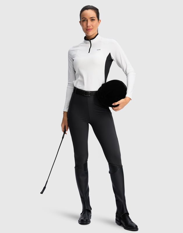 SANTINY Women's Black Equestrian Schooling Breeches