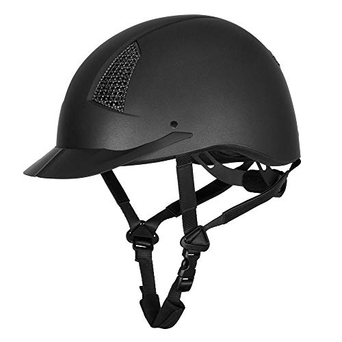 TuffRider Equestrian Helmet with Carbon Fiber Grill, Black, Large