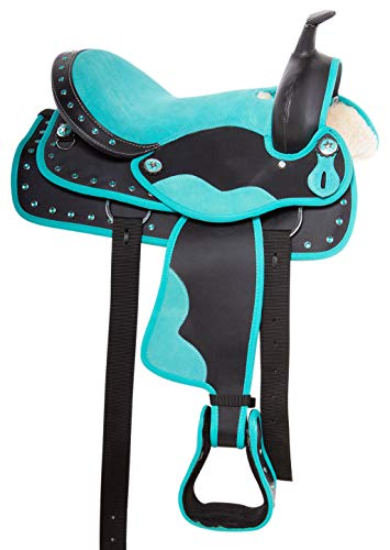 Teal Western Horse Saddle Set with Tack and PAD