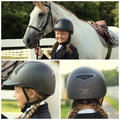 TuffRider Equestrian Helmet with Carbon Fiber Grill, Black, Large