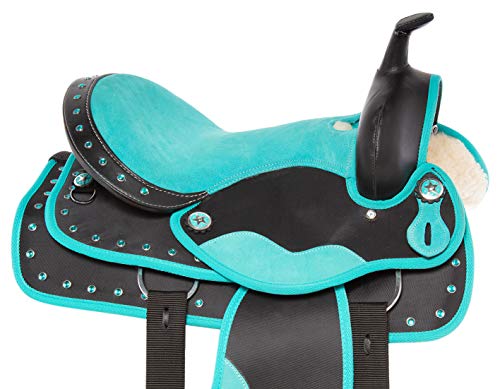 Teal Western Horse Saddle Set with Tack and PAD