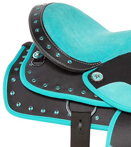 Teal Western Horse Saddle Set with Tack and PAD