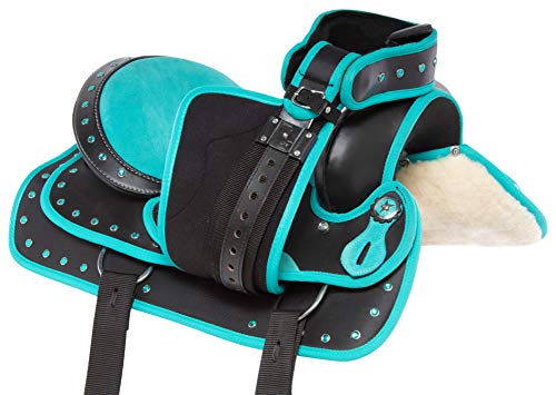 Teal Western Horse Saddle Set with Tack and PAD