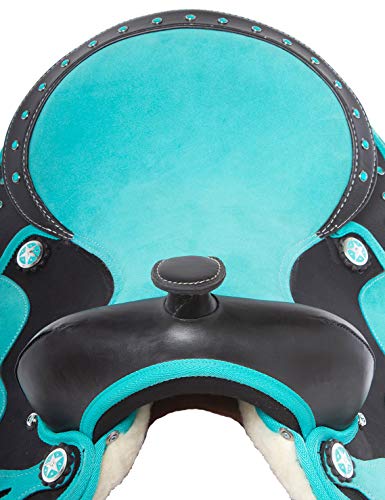 Teal Western Horse Saddle Set with Tack and PAD