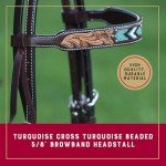 Turquoise Cross Beaded Brow Band Headstall - Dark Oil