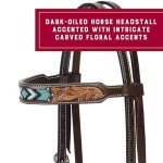Turquoise Cross Beaded Brow Band Headstall - Dark Oil