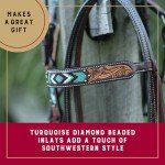 Turquoise Cross Beaded Brow Band Headstall - Dark Oil