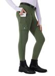 Girls Fleece Horse Riding Breeches Thermal Tights Army Green