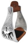 Western Aluminium Bell Engraved Cut-Out Stirrups for Horses