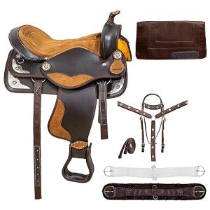 Handmade Western Synthetic Barrel Racing Horse Saddle (Brown)