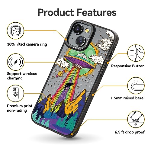 UFO Pattern iPhone 15 Case - Cute & Durable