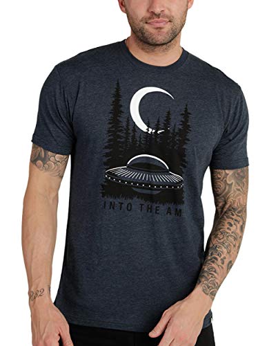 Extraterrestrial Space Tshirt - UFO Design Shirt (Navy, Large)