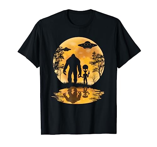 Extraterrestrial Alien Bigfoot UFO Moon T-Shirt Men Women