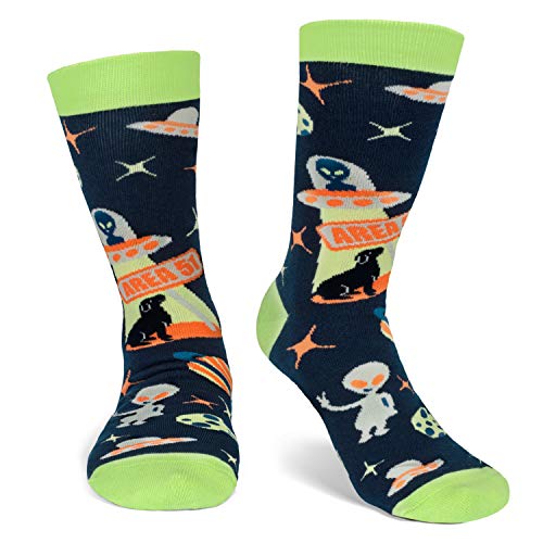 Funny Unisex UFO Alien Socks for Nerds, Geeks