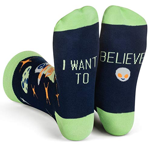 Funny Unisex UFO Alien Socks for Nerds, Geeks