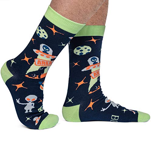 Funny Unisex UFO Alien Socks for Nerds, Geeks