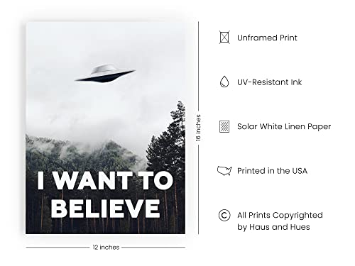 I Want To Believe" UFO Poster - Aesthetic Room Art Print