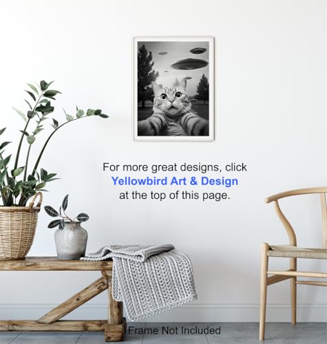 UFO Cat Wall Art - Funny Teen Boy Decor