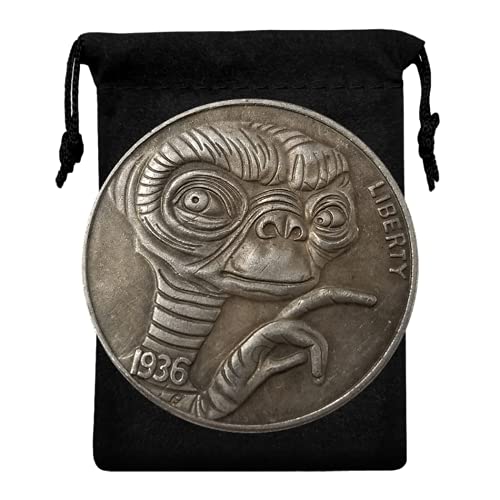 E.T Alien & Bull UFO Coin - Silver Plated Replica
