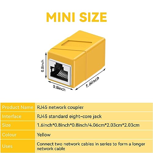 Ethernet RJ45 Coupler: Female to Female Adapter (Yellow)