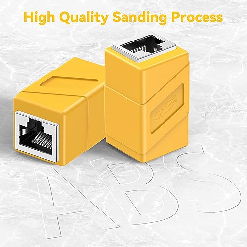 Ethernet RJ45 Coupler: Female to Female Adapter (Yellow)