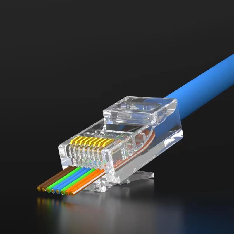 EZYUMM Cat6 Pass Through Connectors (50PCS) Gold Plated