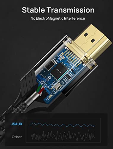 JSAUX Fiber Optic HDMI Cable 50ft - 8K, Ultra High Speed - Laptop, TV, PS5