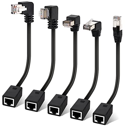 5-Pack Cat 6 Ethernet Extension Cables with Angled Connectors