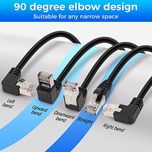 5-Pack Cat 6 Ethernet Extension Cables with Angled Connectors