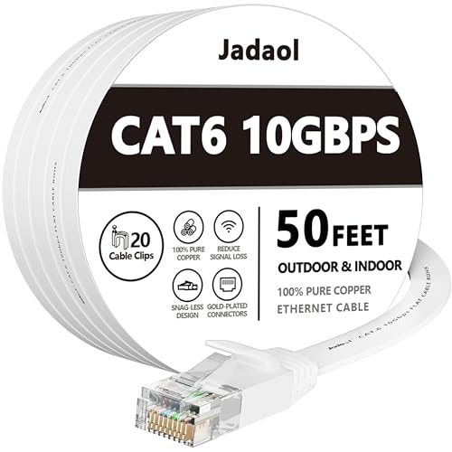 Jadaol Cat 6 Ethernet Cable 50 ft, 10Gbps