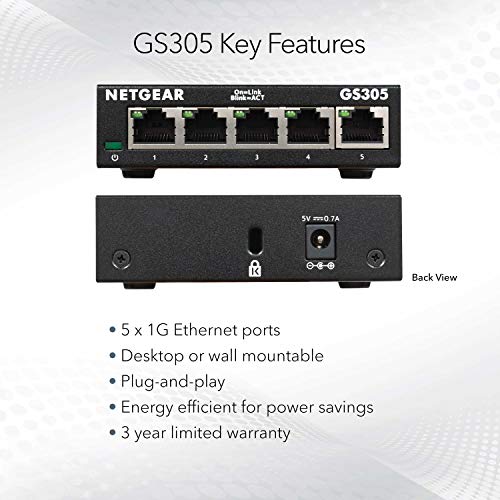 NETGEAR 5-Port Gigabit Ethernet Switch - Home & Office Hub