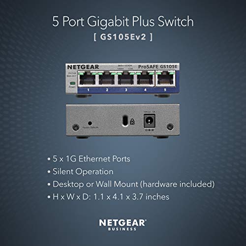NETGEAR 5-Port Gigabit Ethernet Plus Switch - Desktop/Wall Mount