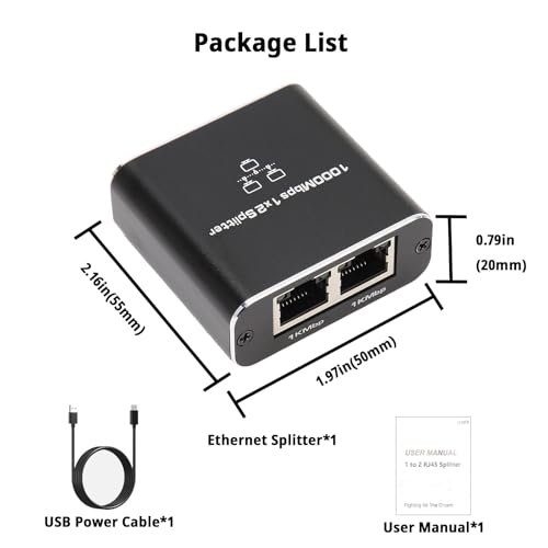 Gigabit Ethernet Splitter for High Speed Networking [2 Devices]