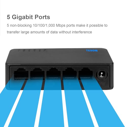 TEROW 5-Port Gigabit Ethernet Switch - Plug & Play