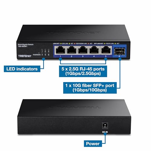 TRENDnet 6-Port 2.5G Switch with 10G SFP+Port