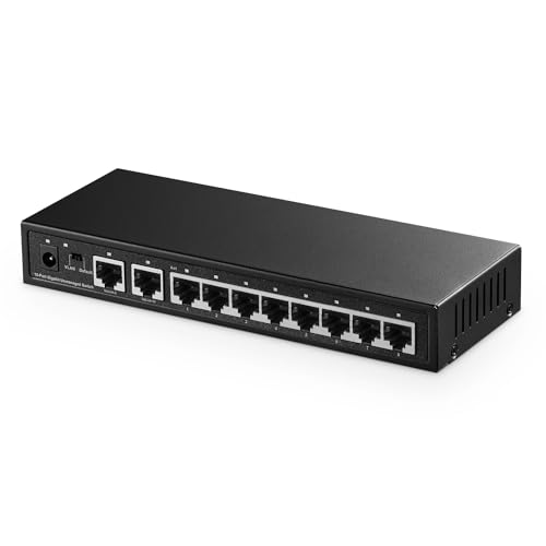 Binardat Gigabit Ethernet Switch with 10 Ports, VLAN Support