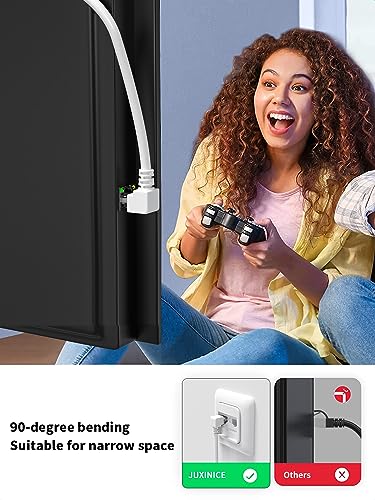 2-Pack CAT6 Ethernet Extension Cable, White, 90-Degree Angle