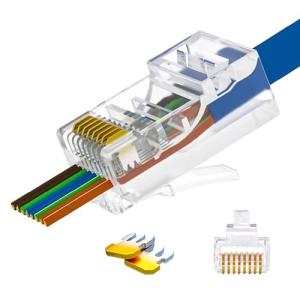 EZYUMM Cat6 Pass Through Connectors (50PCS) Gold Plated