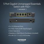NETGEAR 5-Port Gigabit Ethernet PoE Switch - 4 PoE+