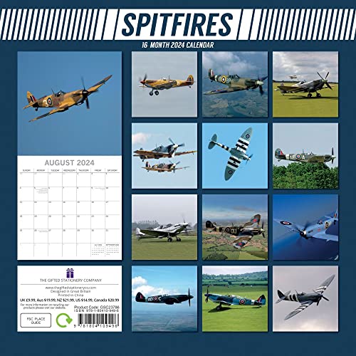 2024 Spitfires Square Wall Calendar, 16-Month, Art Theme