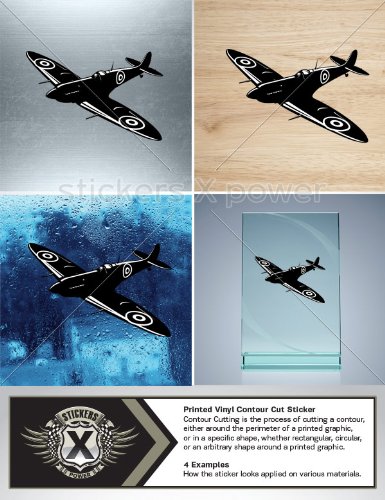 Raf Spitfire Airplane Vinyl Sticker - 5 x 3.3