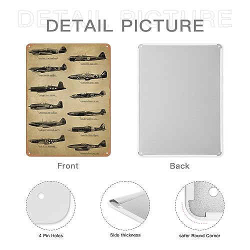 WWII Fighter Planes Metal Tin Sign - Aviation History