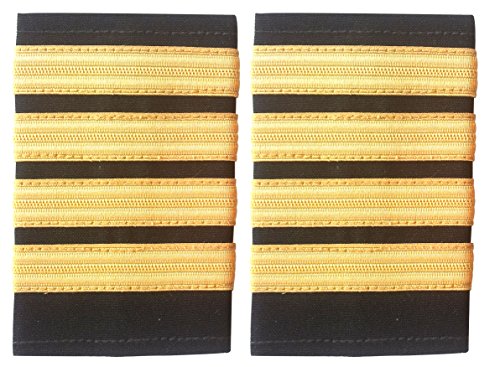Black Pilot Shoulder Pads with Gold Stripes