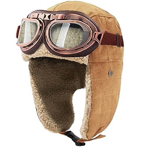Vintage Aviator Hat and Goggles Set for Aviation Enthusiasts