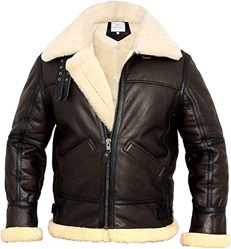 MARCO ENZOLANI Aviator Shearling B3 Bomber Jacket (Brown, l)