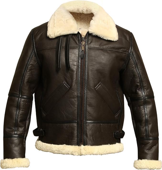 RAF Aviator Sheep Shearling Bomber Jacket for Men