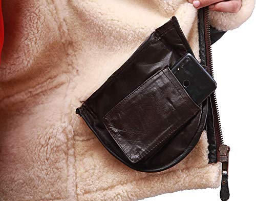 MARCO ENZOLANI Aviator Shearling B3 Bomber Jacket (Brown, l)