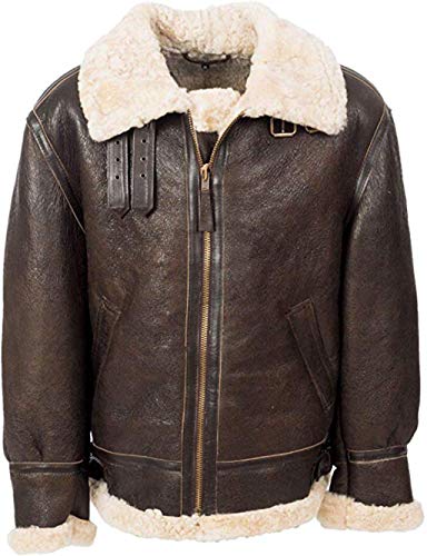 B3 Aviator Bomber Leather Jacket Sheepskin Distressed (M)